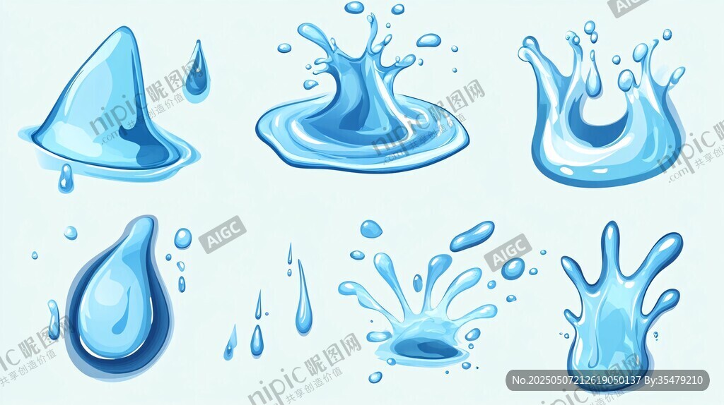 水滴與水花的生動素材