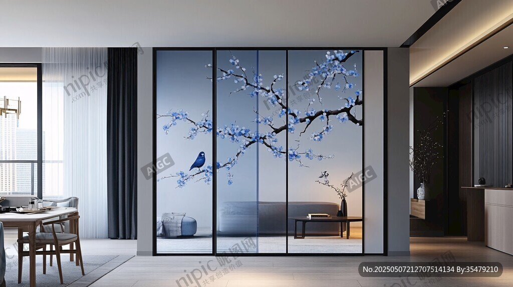 中式花鳥(niǎo)屏風(fēng)裝飾的雅致空間