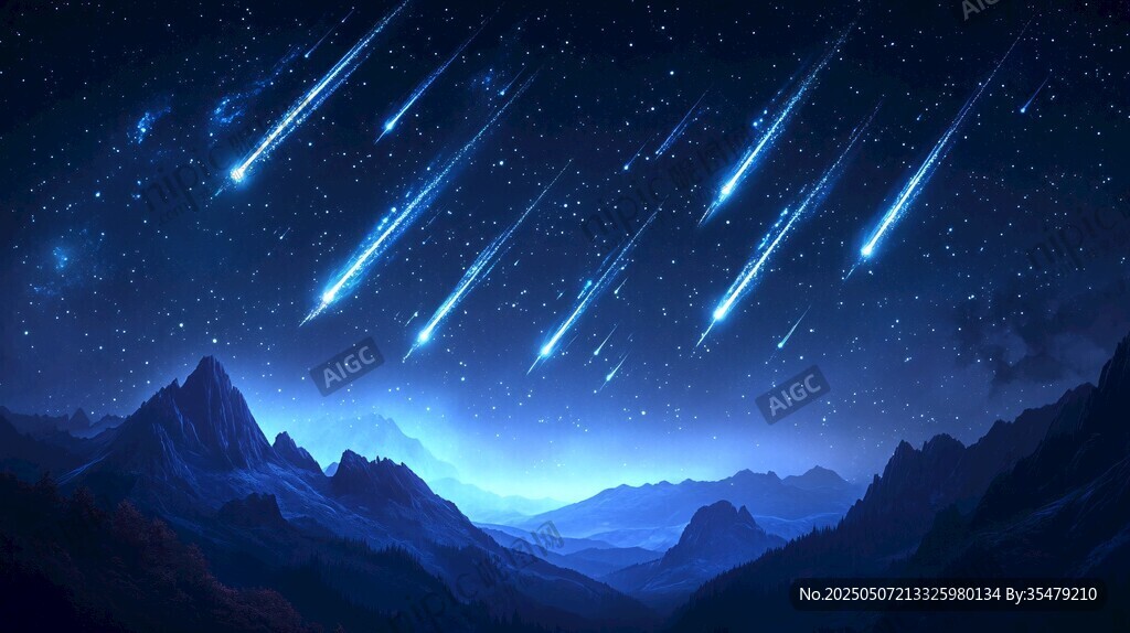 夢(mèng)幻流星劃過(guò)壯麗山脈