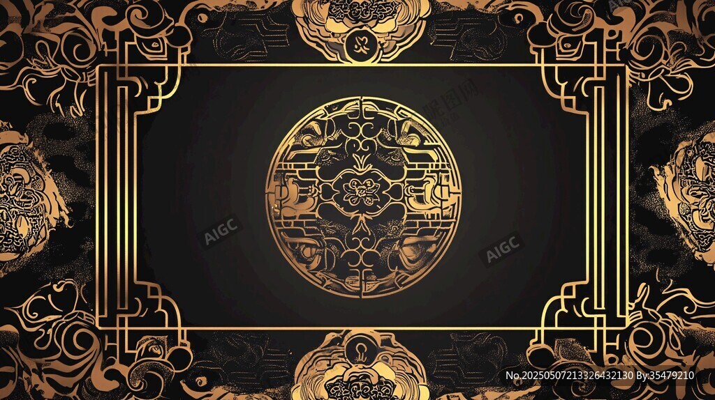 黑金中式古典花紋背景圖