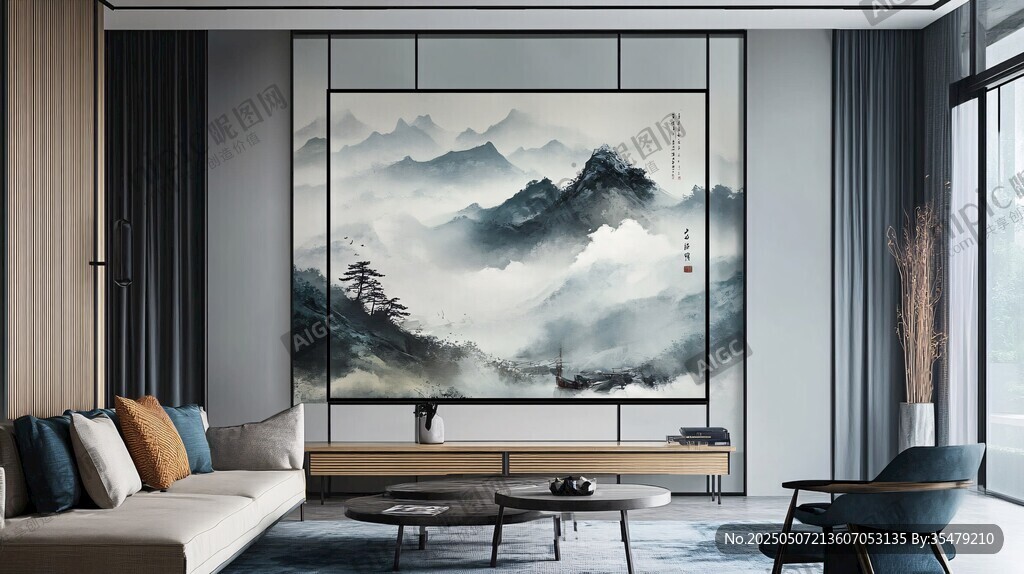 中式客廳的山水墨韻風情