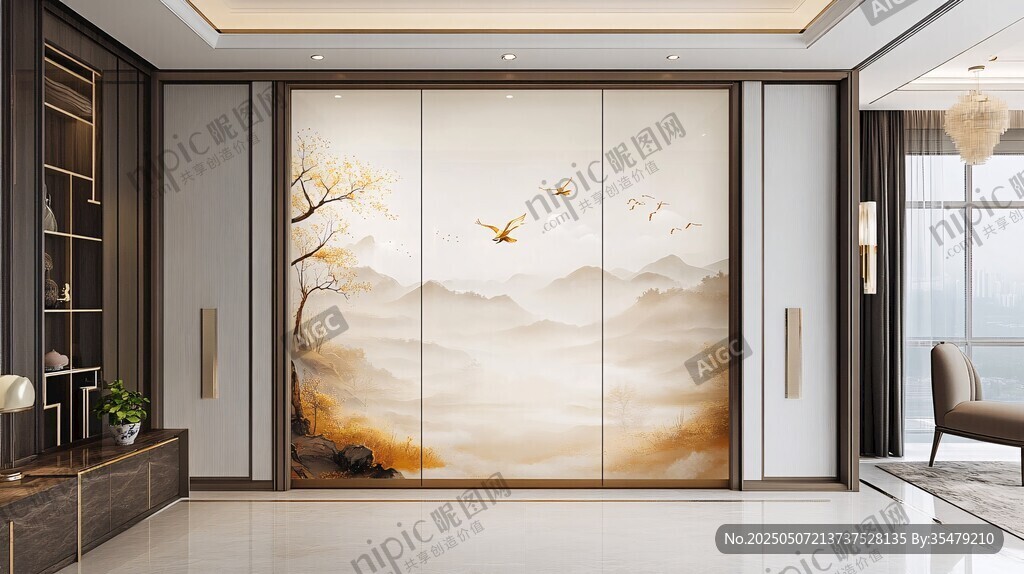 中式山水風(fēng)藝術(shù)移門設(shè)計(jì)