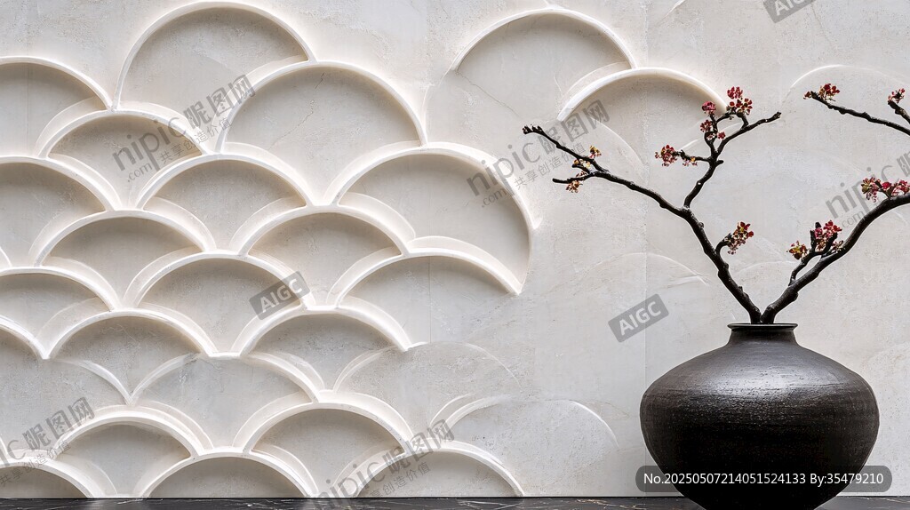 中式墻面花瓶雅致景致