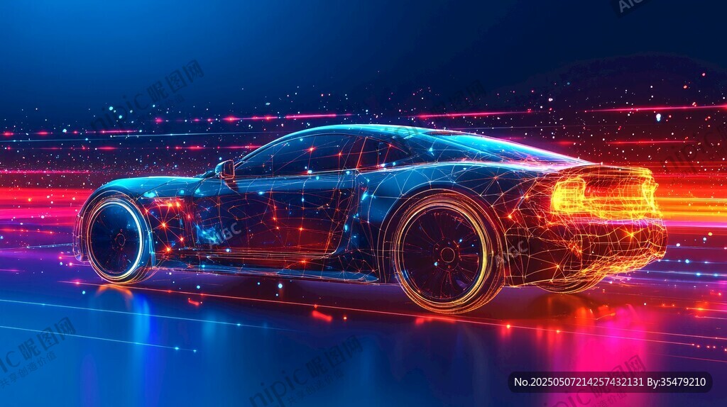 未來科技感炫酷霓虹跑車