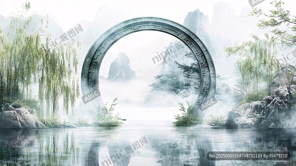 夢幻中式山水圓環景致