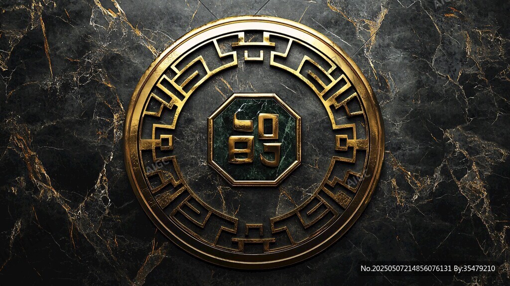 中式復(fù)古金色八卦裝飾圖案