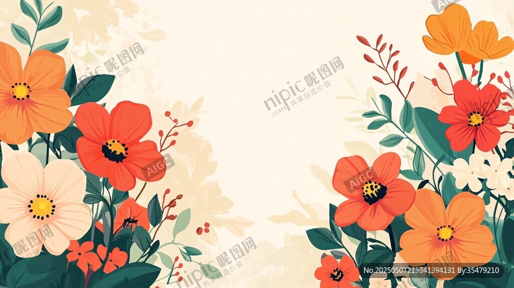 花卉裝飾邊框插畫(huà)