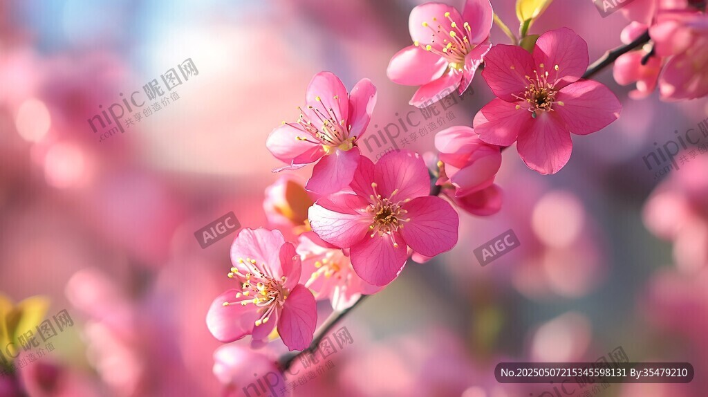 粉色爛漫桃花枝