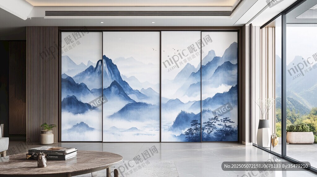 中式山水屏風(fēng)客廳優(yōu)雅景致