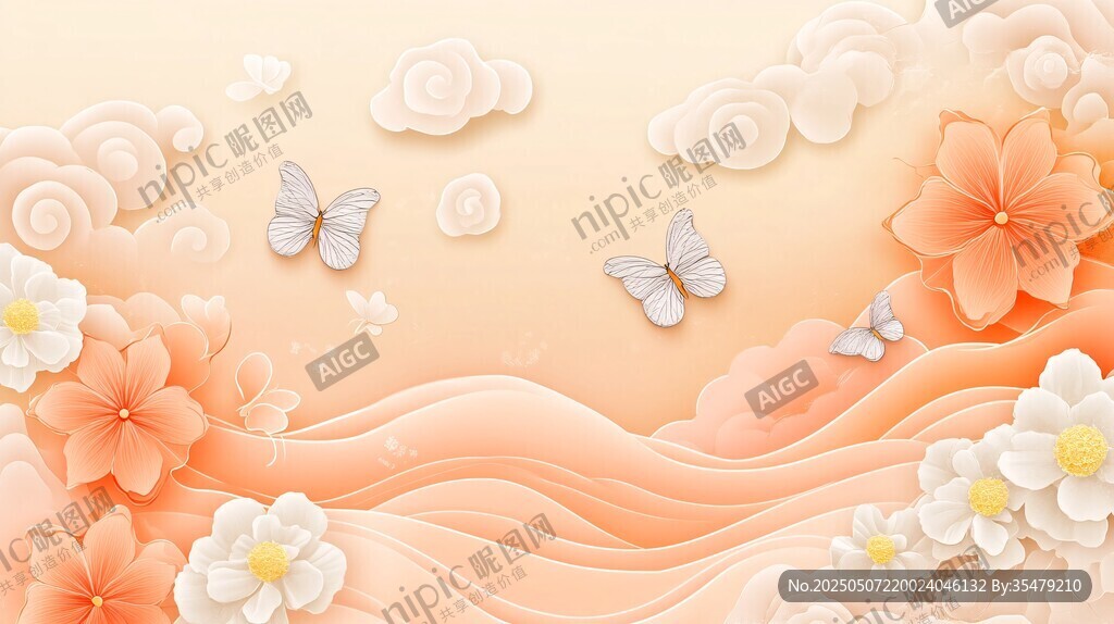 夢幻紙藝花卉蝴蝶風(fēng)景圖