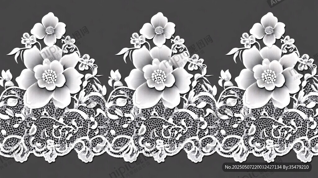 白色花卉蕾絲花邊圖案