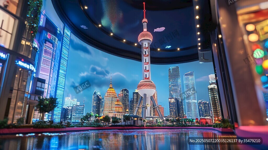 上海夜景東方明珠璀璨奪目