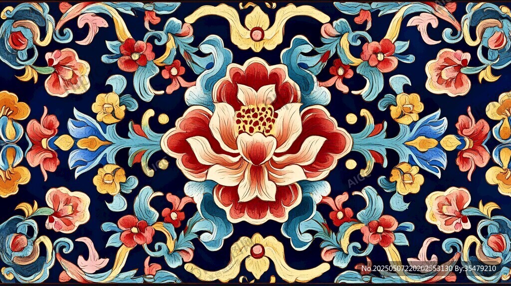 中式古典花卉紋樣圖案