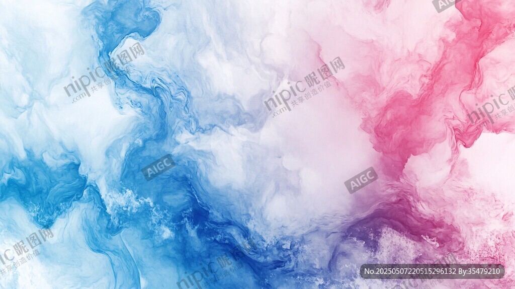 夢(mèng)幻藍(lán)粉水墨云霧背景