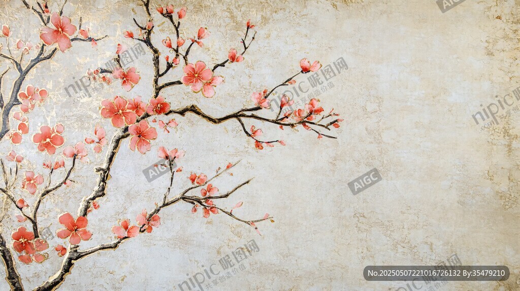 古風(fēng)紅梅背景圖