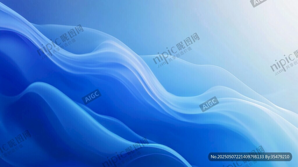 藍色夢幻流動波浪背景圖