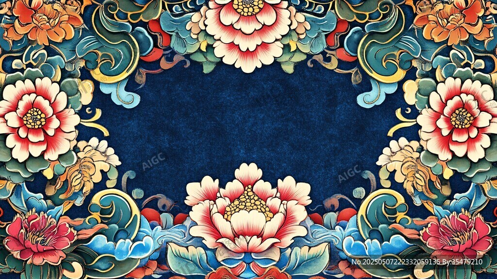 中式繁花邊框傳統(tǒng)裝飾圖