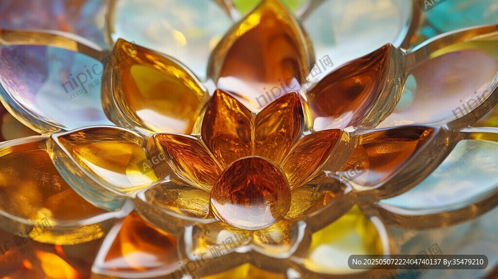 彩色琉璃蓮花精致特寫