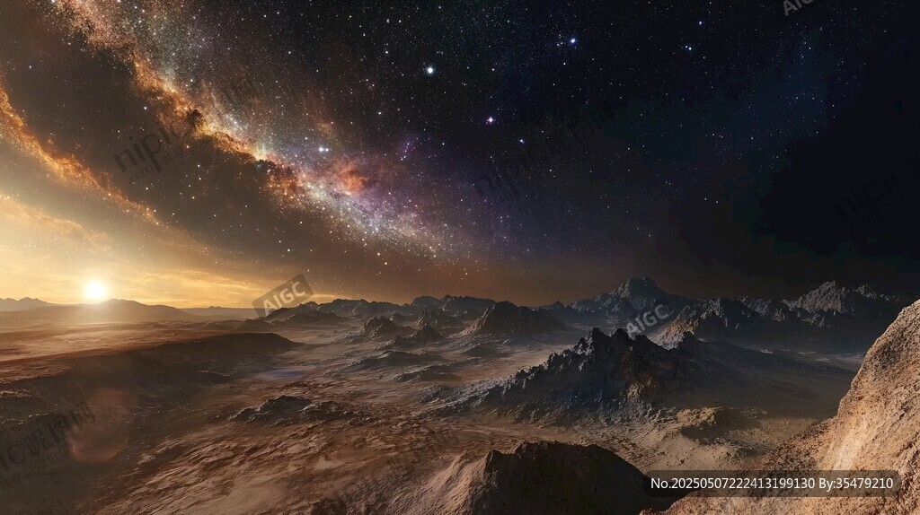 夢(mèng)幻星際下的荒涼外星地貌