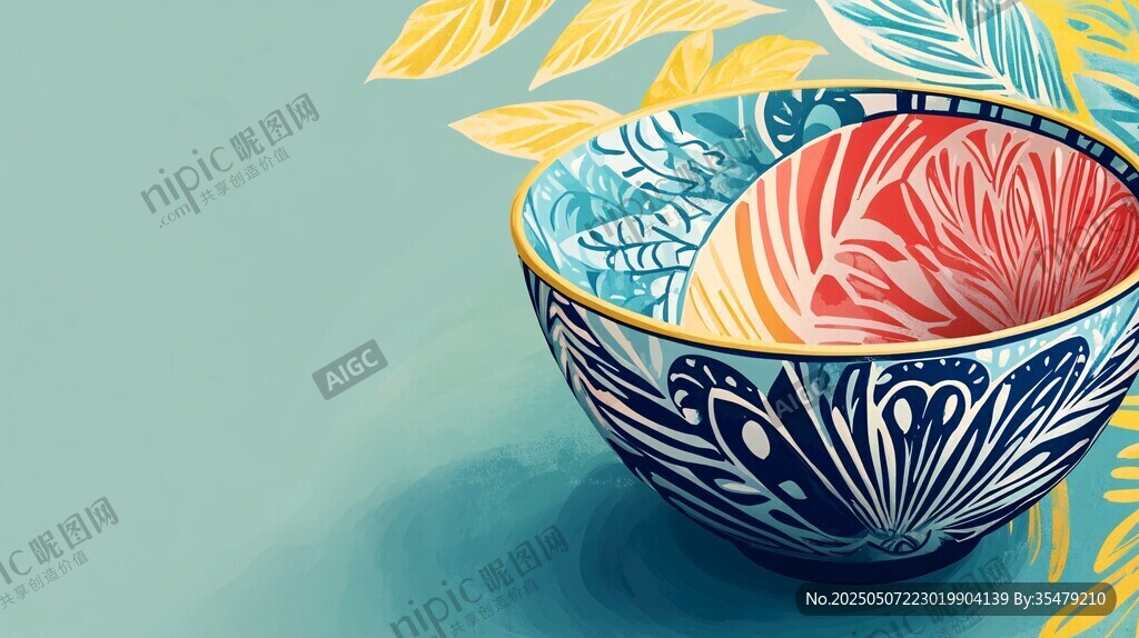 多彩花紋碗的藝術(shù)呈現(xiàn)
