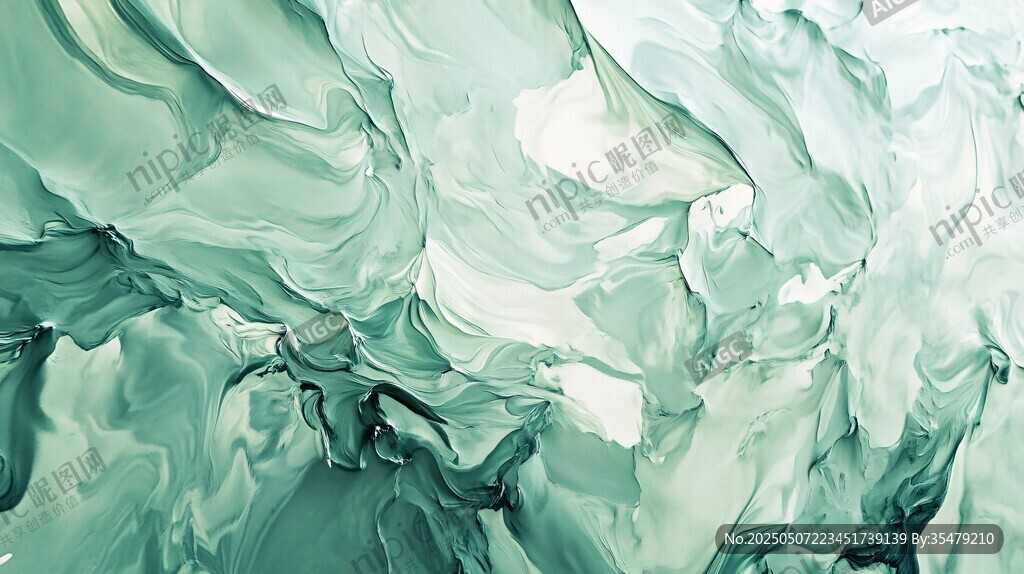 青綠色水墨流動紋理背景