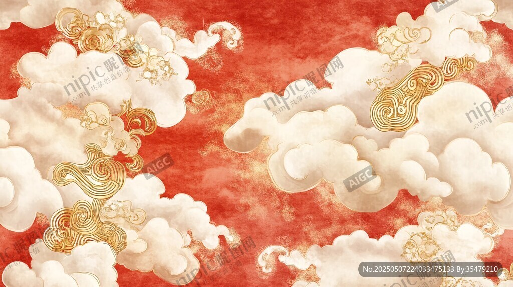 紅色云紋中式背景圖