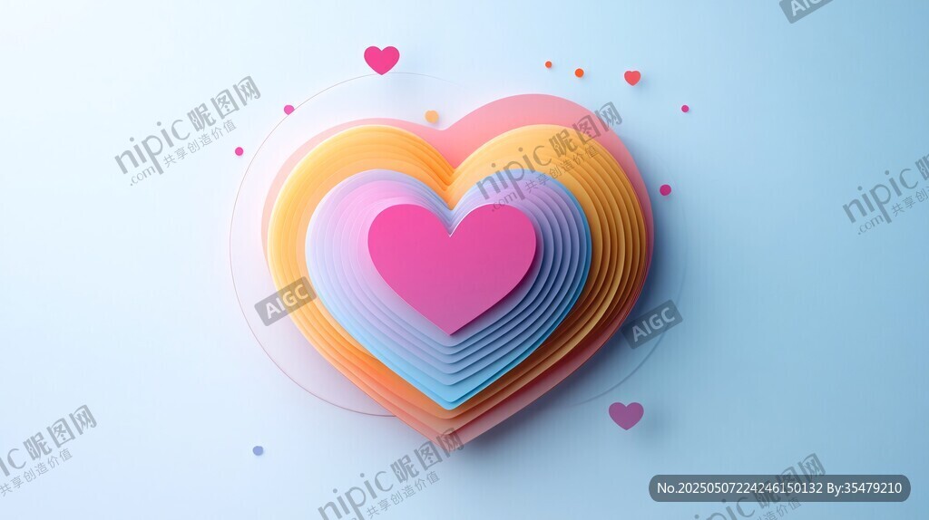 多彩立体爱心梦幻背景图 多彩立体爱心梦幻背景图