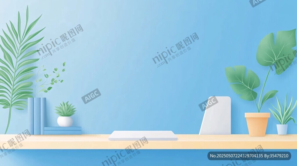 清新綠植裝點(diǎn)的辦公桌面