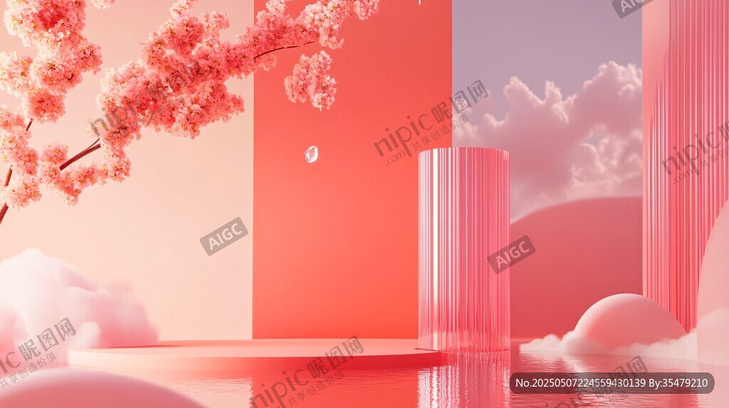 夢幻粉色系春日場景