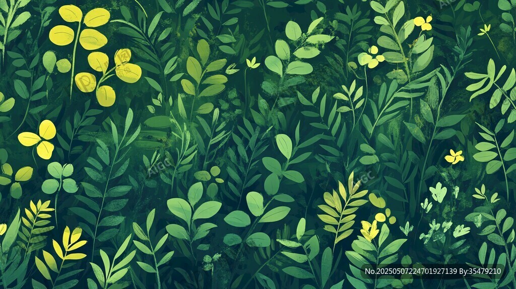 清新綠植花卉背景圖案
