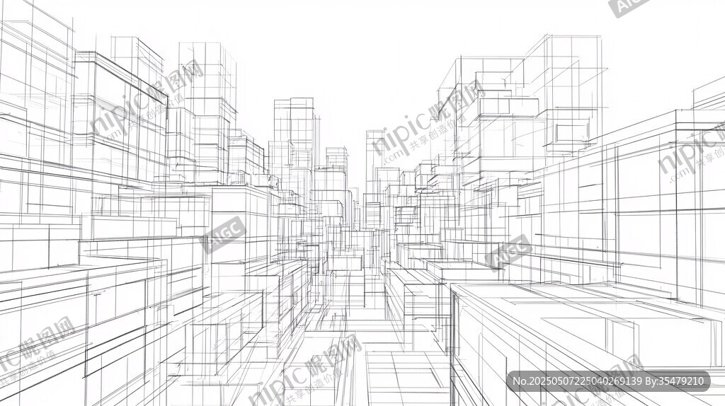 線條勾勒的抽象城市景觀