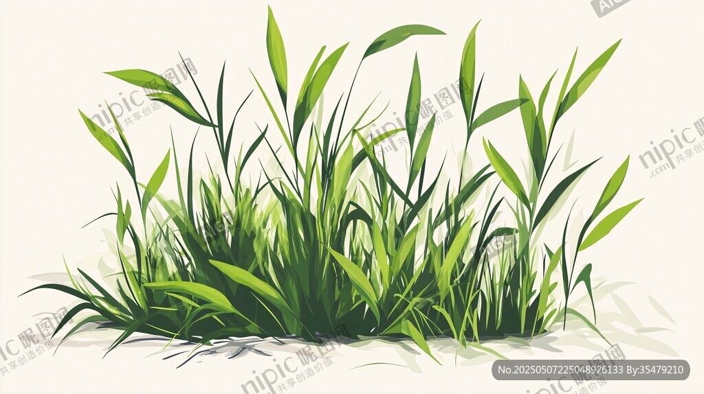 翠綠草叢插畫