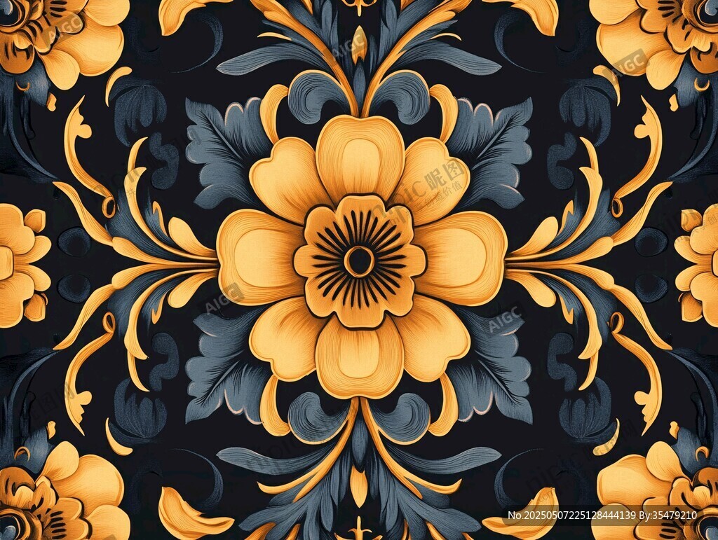 復古花卉幾何無縫圖案