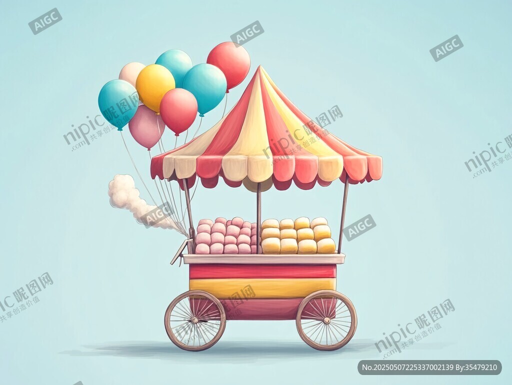 彩色氣球糖果售賣(mài)小推車(chē)