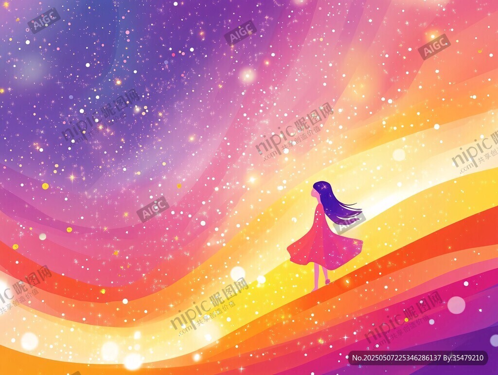 夢(mèng)幻星空下的獨(dú)舞女孩