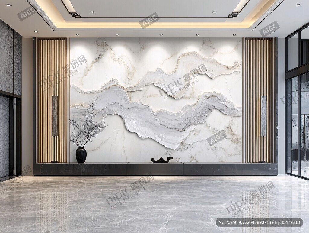 現(xiàn)代簡(jiǎn)約山水紋理客廳背景墻