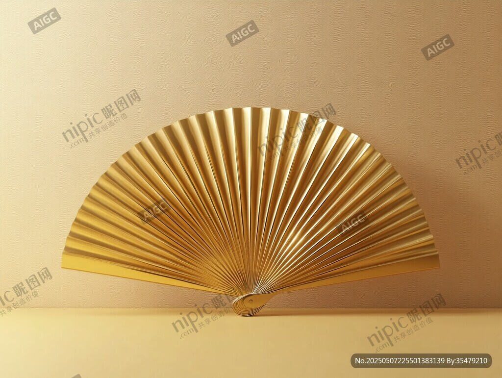 金色折扇擺飾 盡顯典雅