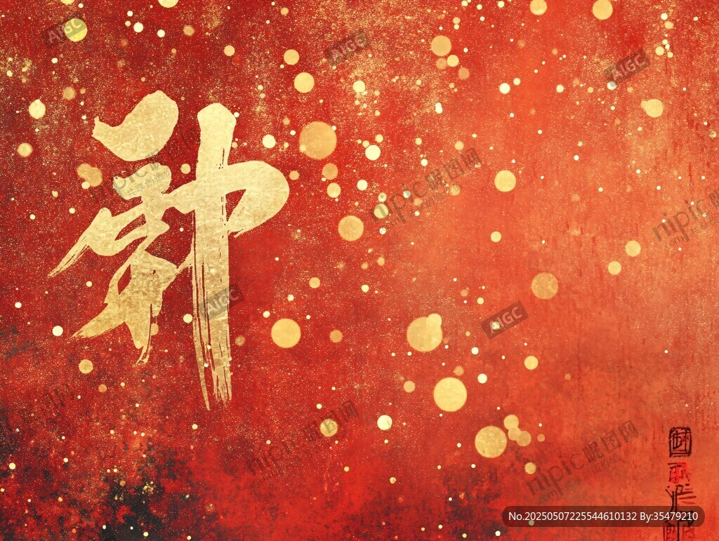 紅色背景上的金色 郭 字