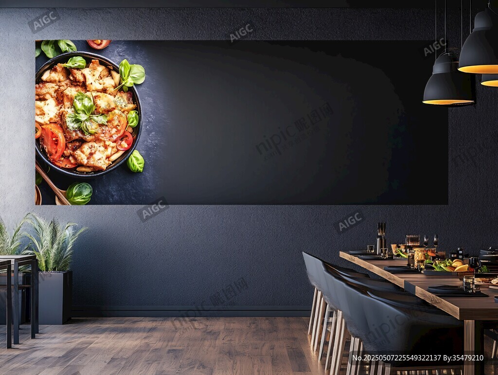 餐廳內(nèi)的美食裝飾與桌椅