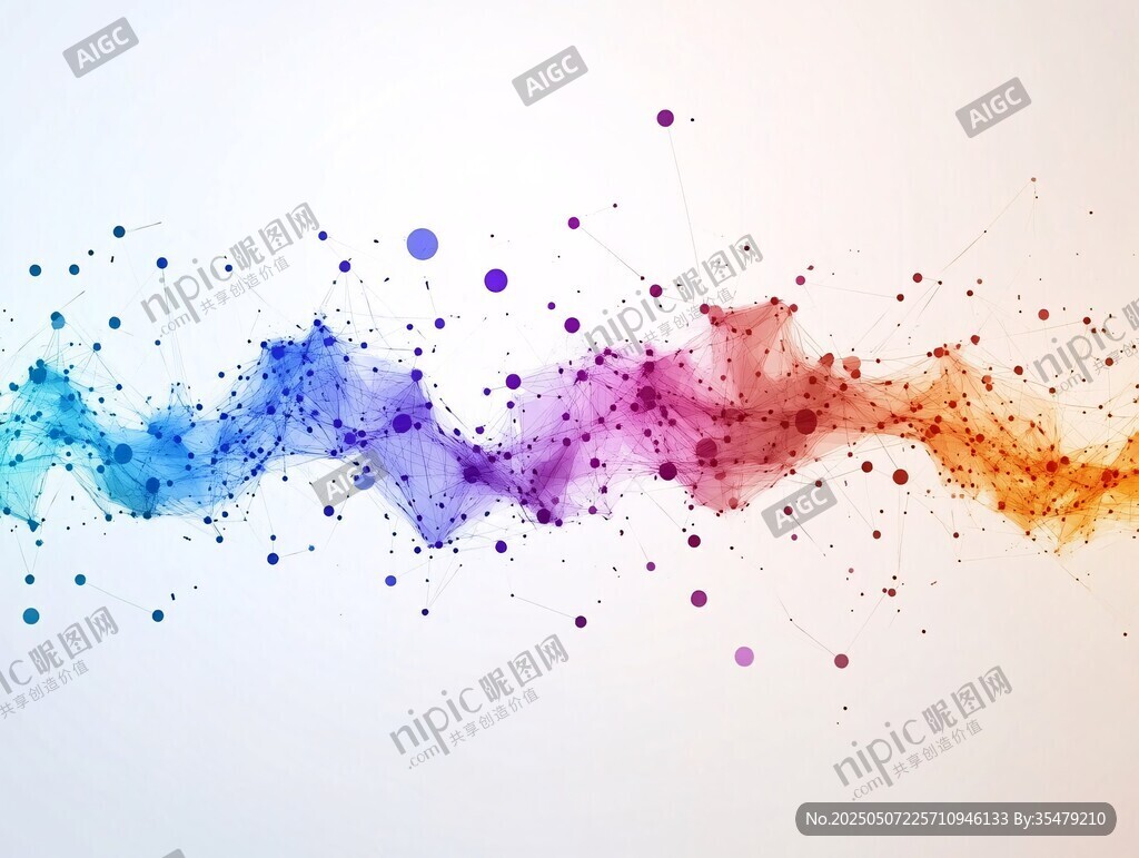 彩色粒子波浪抽象背景圖