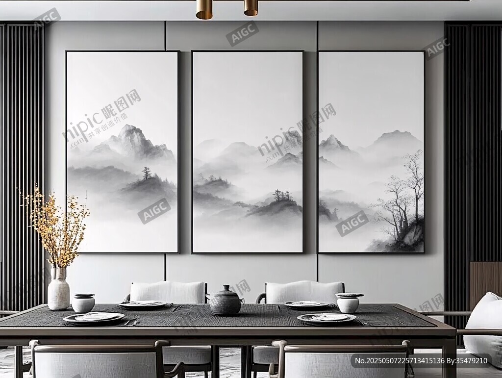 中式山水風(fēng)客廳裝飾畫(huà)