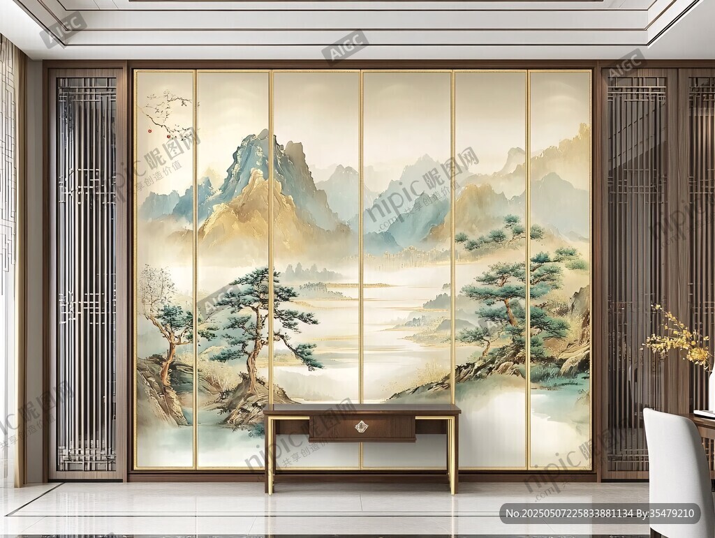中式山水背景墻裝飾設計