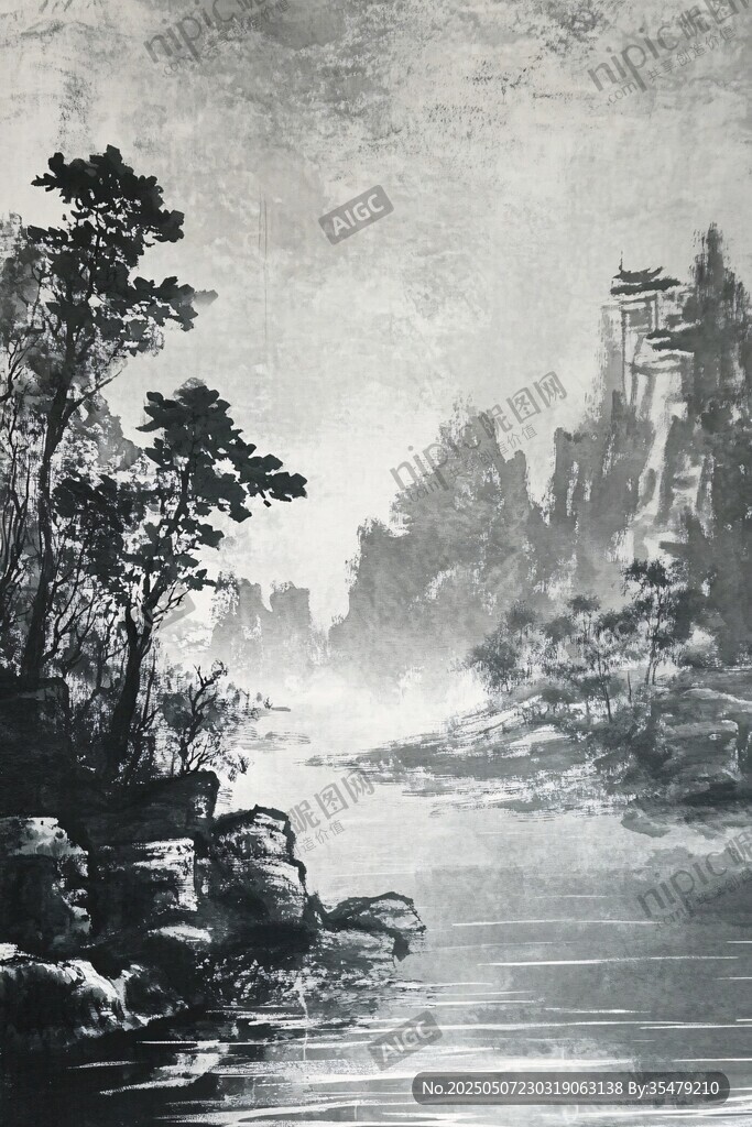 水墨山水間的靜謐之景