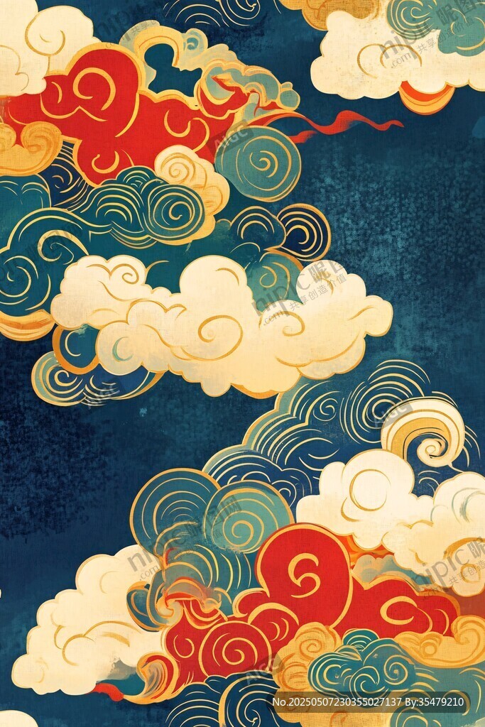 中式祥云圖案背景紋理