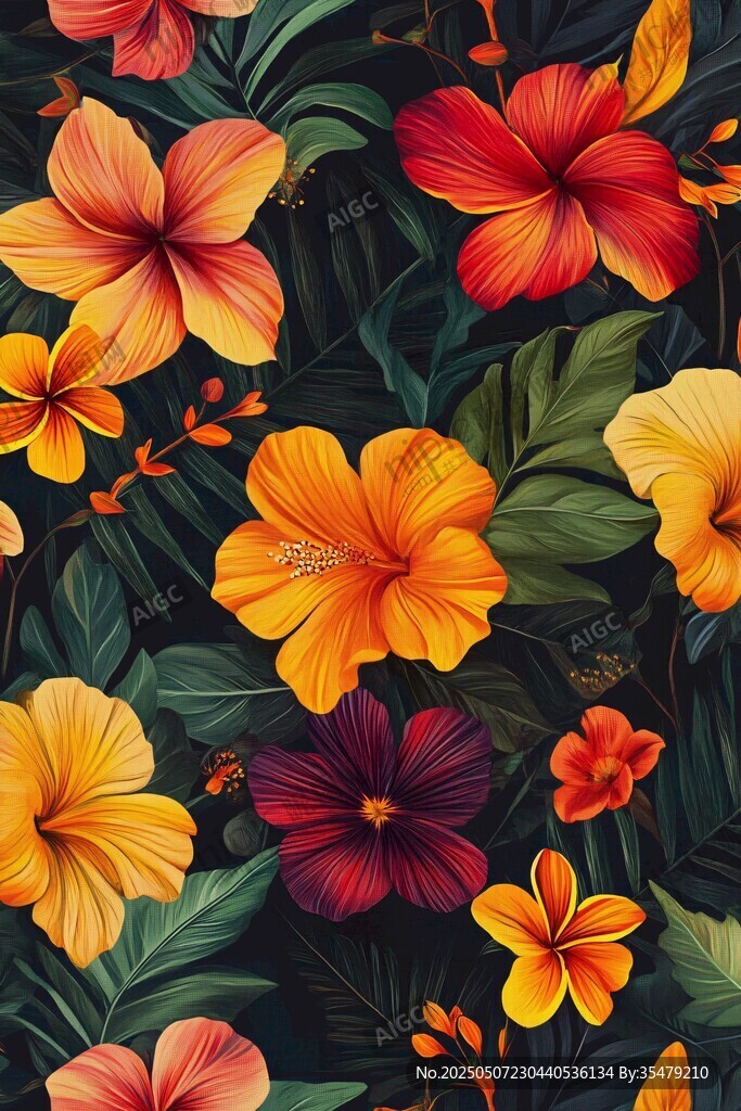 熱帶扶桑花卉圖案背景