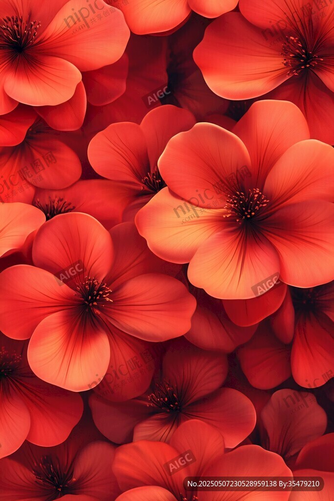 艷紅繁花綻放視覺盛宴