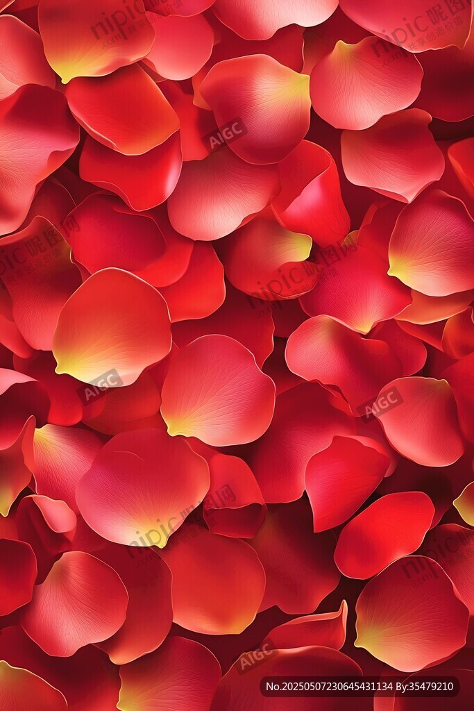 浪漫紅玫瑰花瓣背景圖