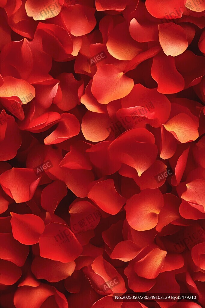 浪漫紅玫瑰花瓣背景圖