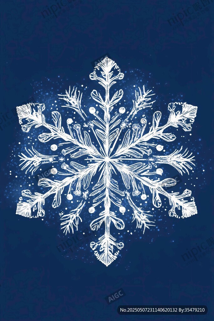 藍(lán)色背景上的精美雪花圖案