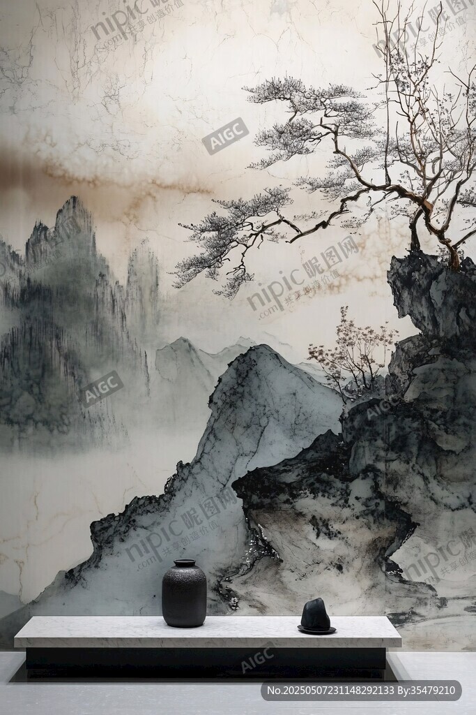 中式山水意境 案臺擺件
